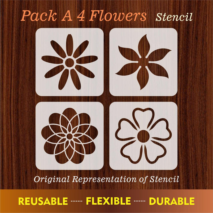 Pack of 4 Reusable Stencil For Canvas And Wall Painting - imartdecor.com