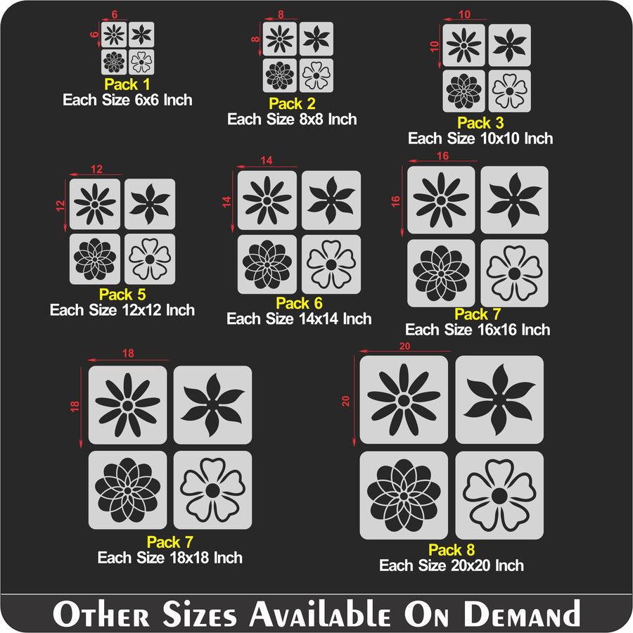 Pack of 4 Reusable Stencil For Canvas And Wall Painting - imartdecor.com