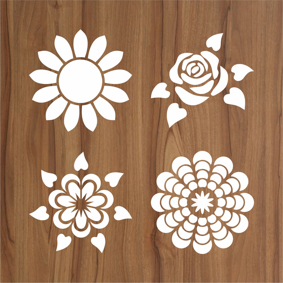Pack of 4 Reusable Stencil For Canvas And Wall Painting - imartdecor.com