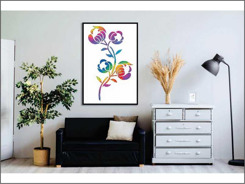 Popy Plant Flower Reusable Stencil for Canvas and wall painting - imartdecor.com