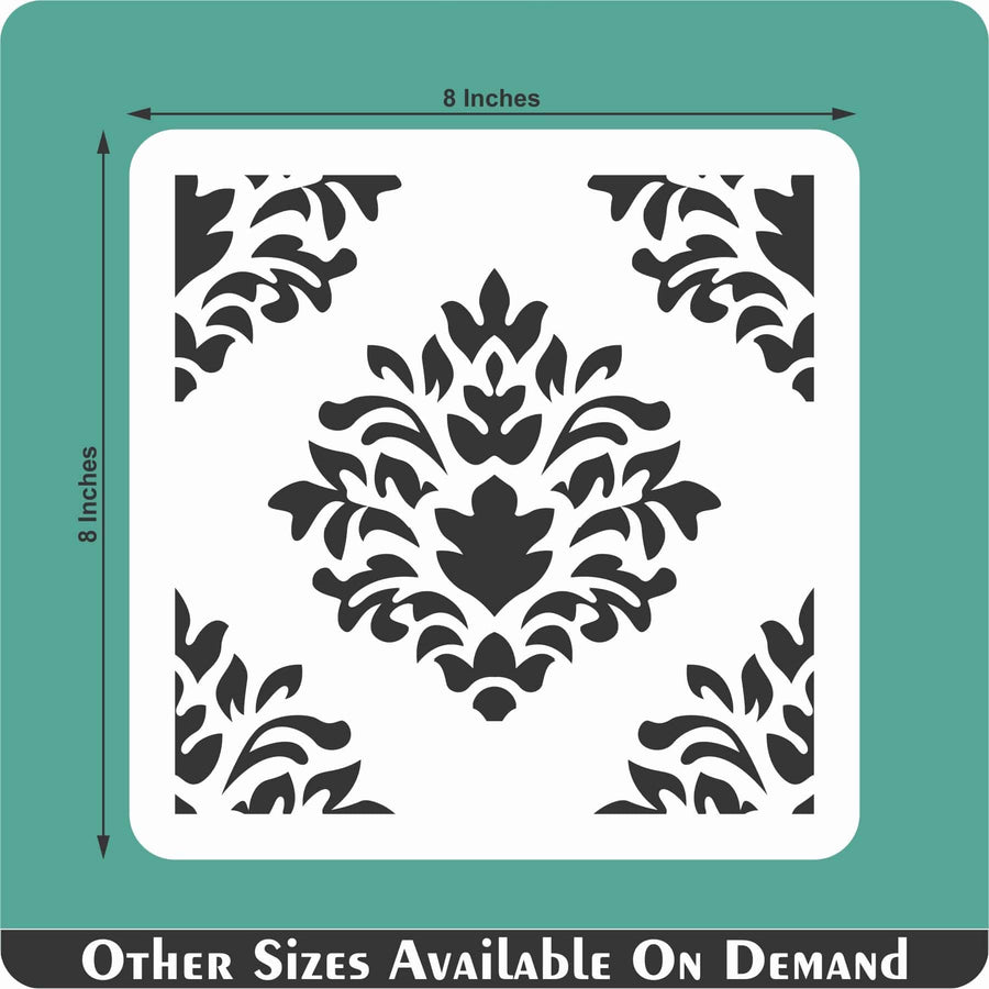 Crest Damask Reusable Stencil For Canvas And Wall Painting - imartdecor.com