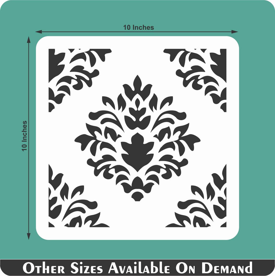 Crest Damask Reusable Stencil For Canvas And Wall Painting - imartdecor.com