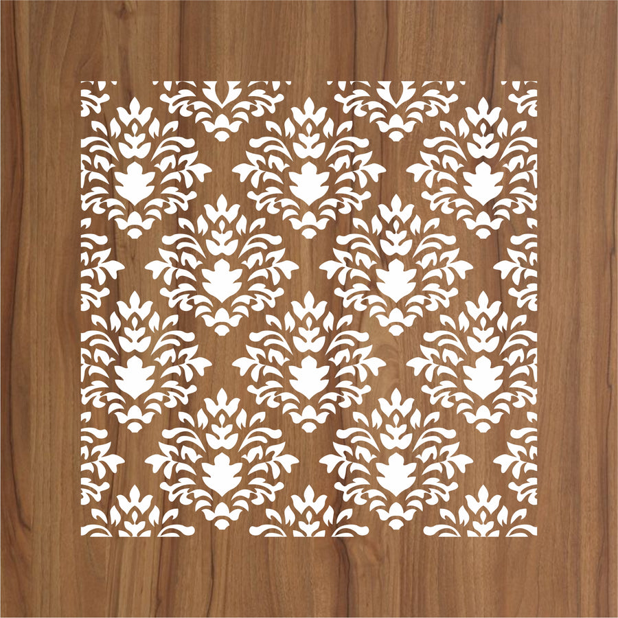 Crest Damask Reusable Stencil For Canvas And Wall Painting - imartdecor.com