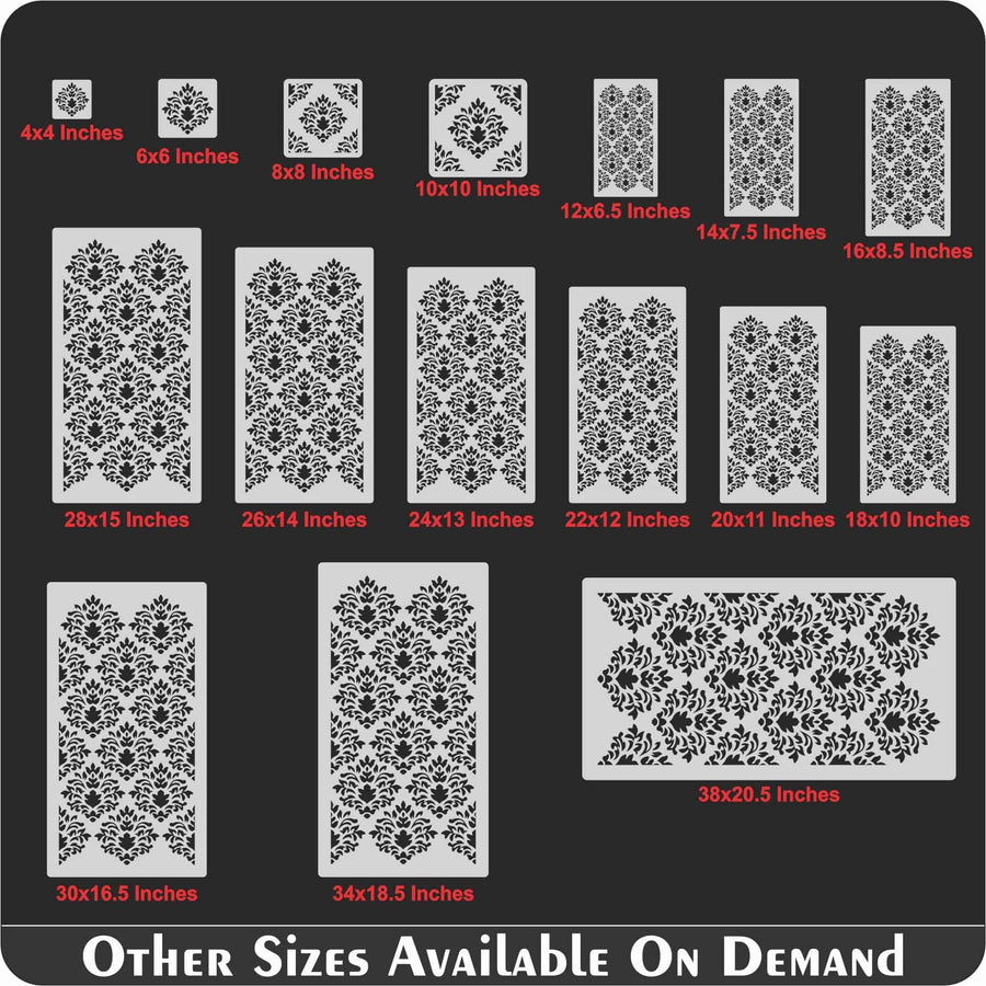 Crest Damask Reusable Stencil For Canvas And Wall Painting - imartdecor.com