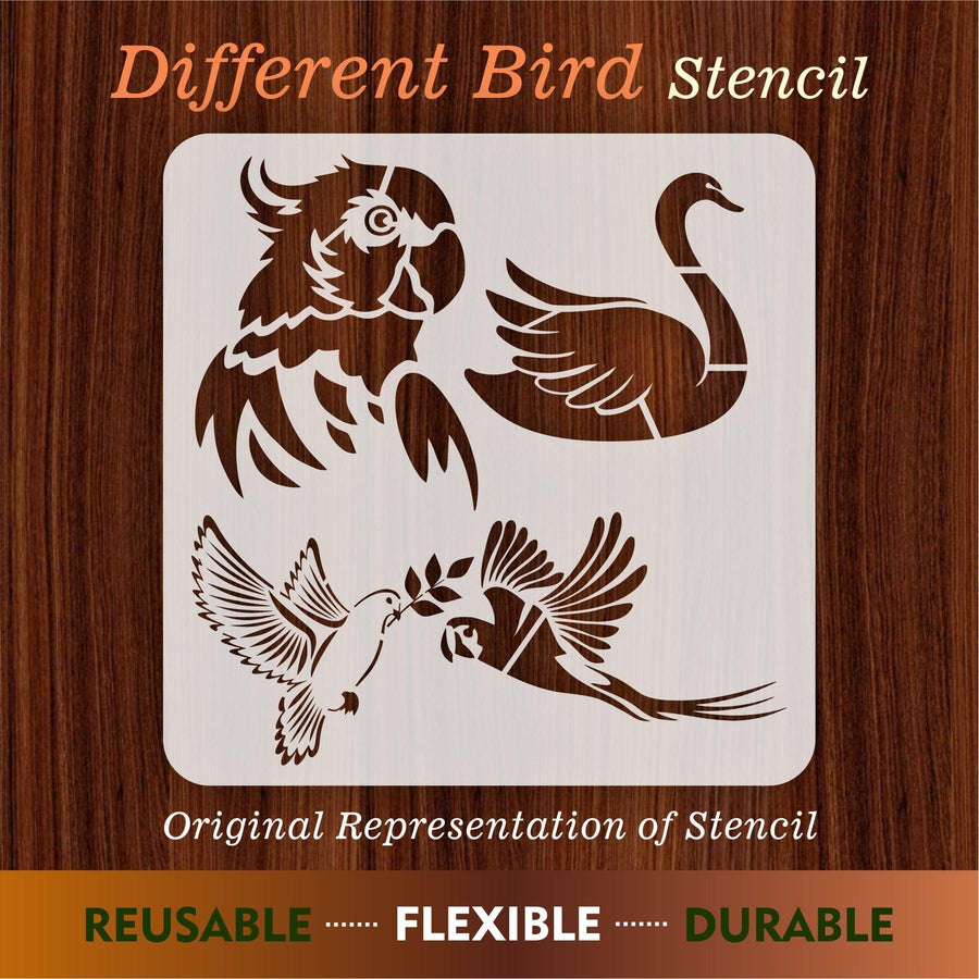 Different Bird Reusable Stencil For Canvas And Wall Painting - imartdecor.com