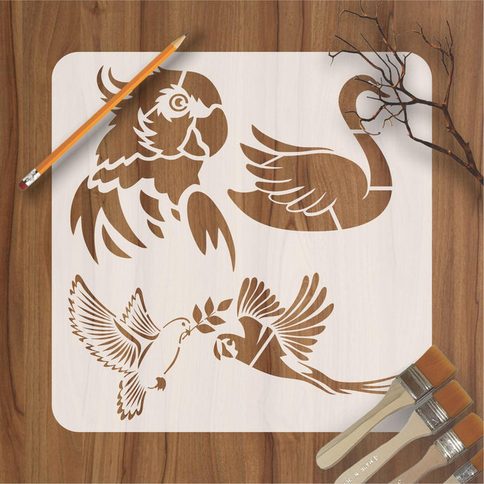 Different Bird Reusable Stencil For Canvas And Wall Painting - imartdecor.com