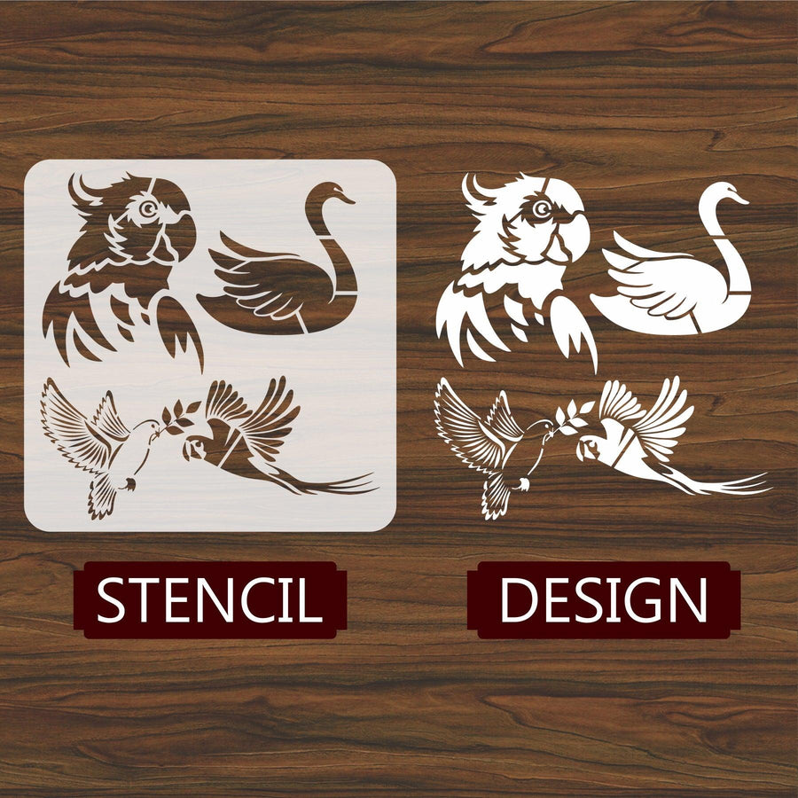 Different Bird Reusable Stencil For Canvas And Wall Painting - imartdecor.com