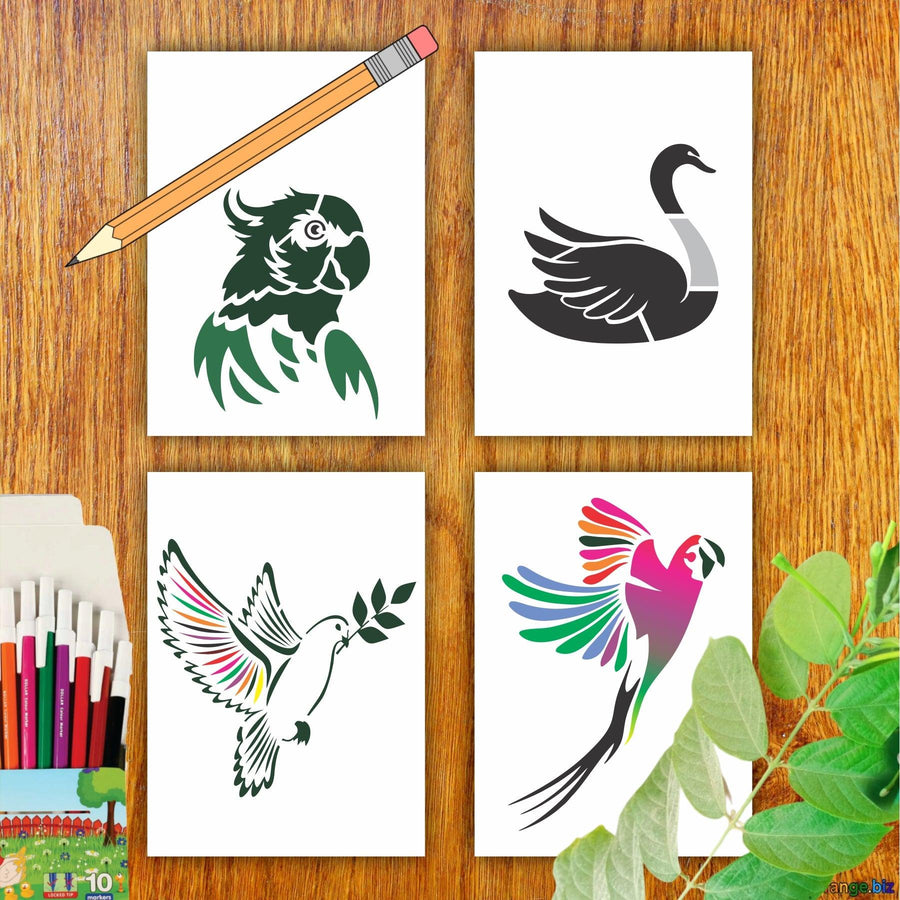 Different Bird Reusable Stencil For Canvas And Wall Painting - imartdecor.com