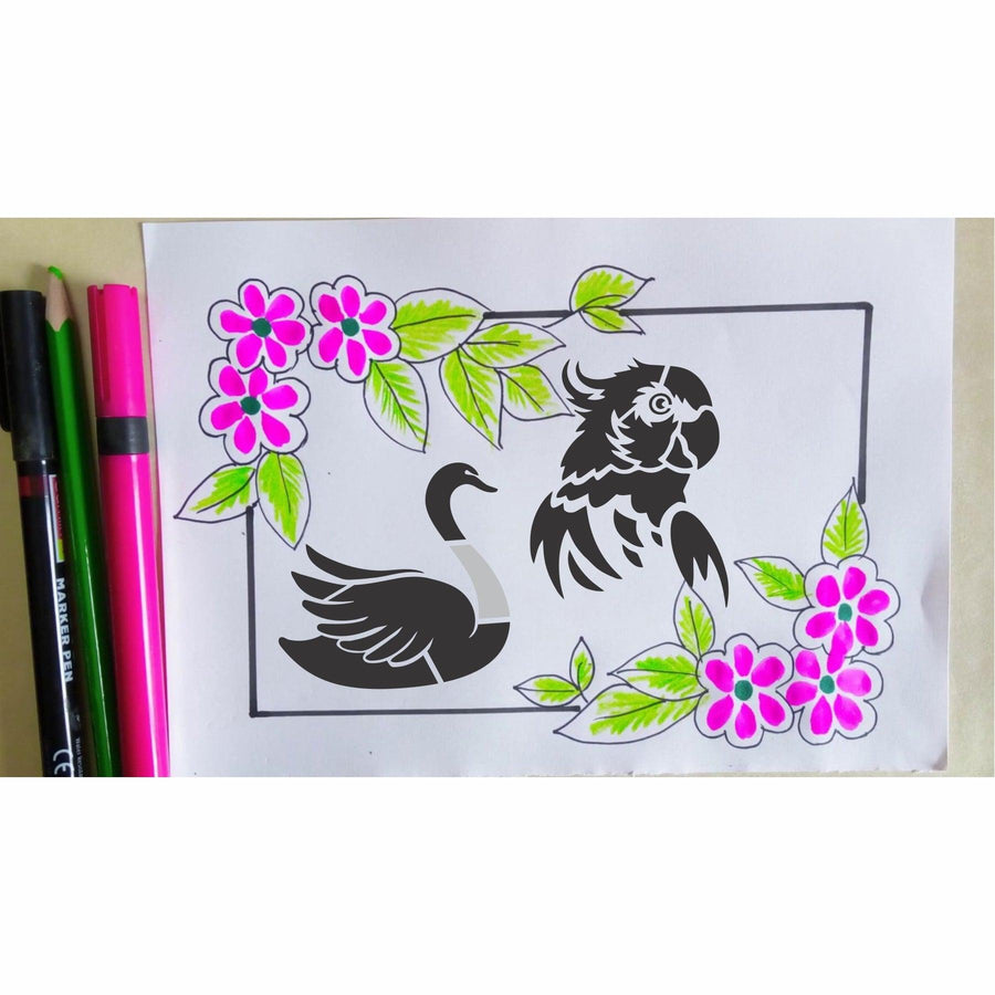Different Bird Reusable Stencil For Canvas And Wall Painting - imartdecor.com