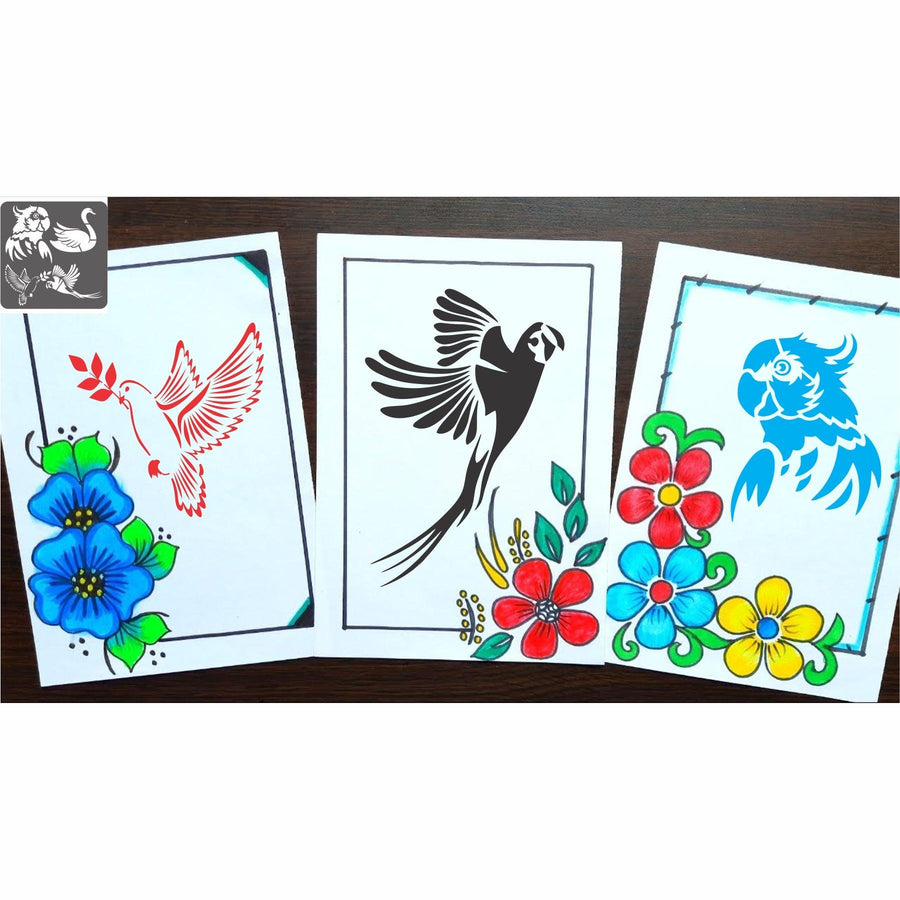 Different Bird Reusable Stencil For Canvas And Wall Painting - imartdecor.com