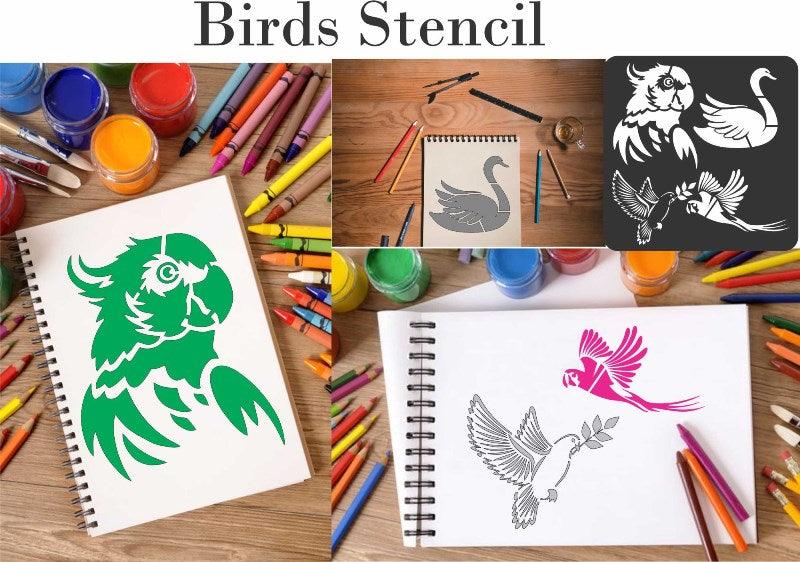 Different Bird Reusable Stencil For Canvas And Wall Painting - imartdecor.com