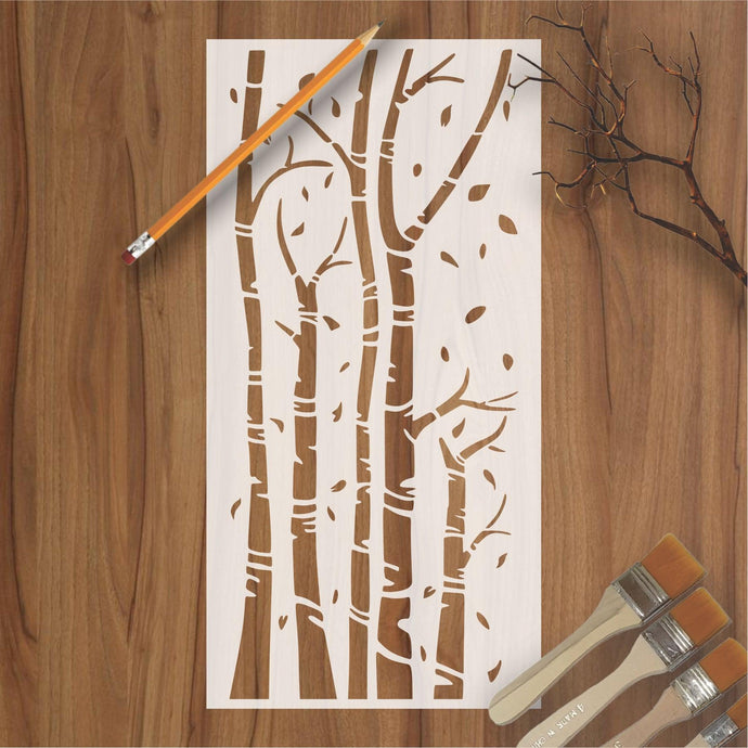 Bamboo Tree Reusable Stencil For Canvas And Wall Painting - imartdecor.com
