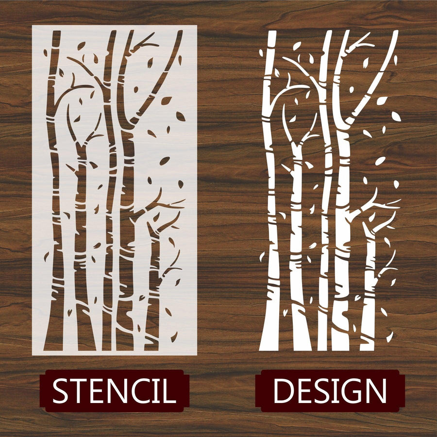 Bamboo Tree Reusable Stencil For Canvas And Wall Painting - imartdecor.com