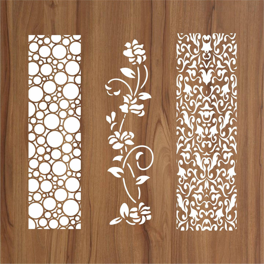Pack of Three Border Reusable Stencil For Canvas And Wall Painting.ID#221A - imartdecor.com