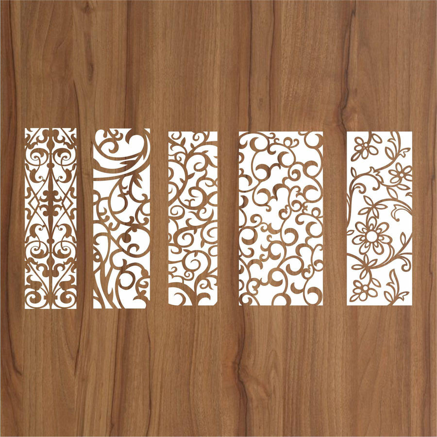 Pack of 5 Border Reusable Stencil For Canvas And Wall Painting.ID#221B - imartdecor.com
