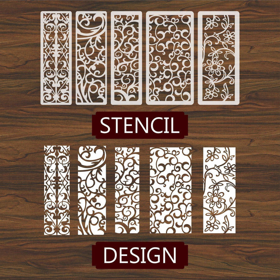 Pack of 5 Border Reusable Stencil For Canvas And Wall Painting.ID#221B - imartdecor.com