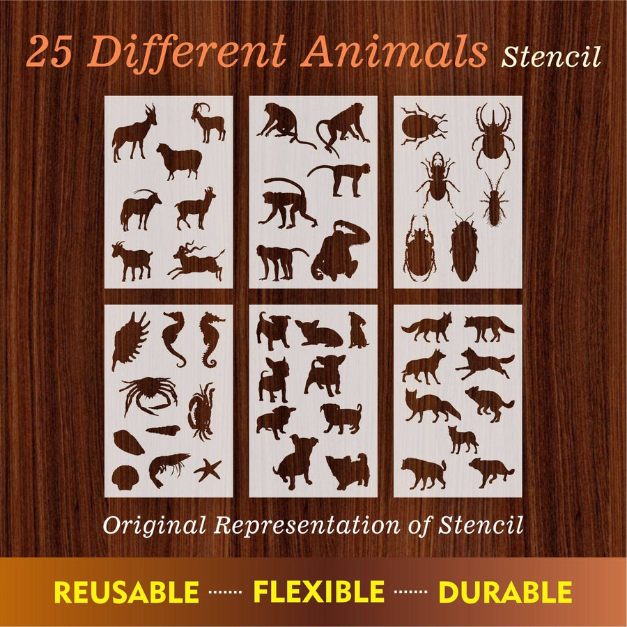 25 Different Animals Reusable Stencil For Canvas And Wall Painting.ID#223 - imartdecor.com