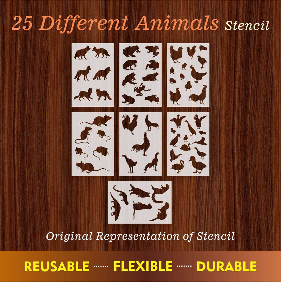 25 Different Animals Reusable Stencil For Canvas And Wall Painting.ID#223 - imartdecor.com