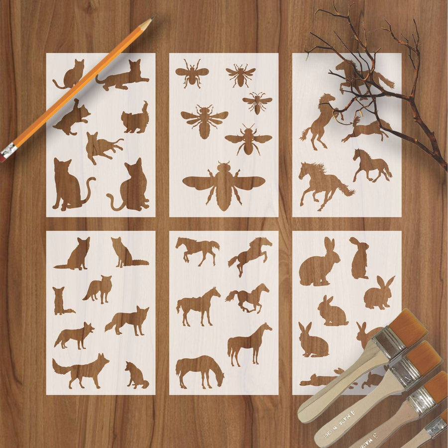 25 Different Animals Reusable Stencil For Canvas And Wall Painting.ID#223 - imartdecor.com