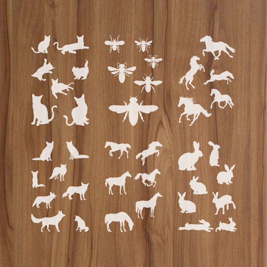 25 Different Animals Reusable Stencil For Canvas And Wall Painting.ID#223 - imartdecor.com
