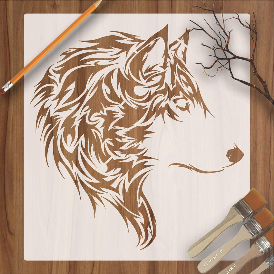 Wolf Head Reusable Stencil for Canvas and wall painting.ID#230 - imartdecor.com