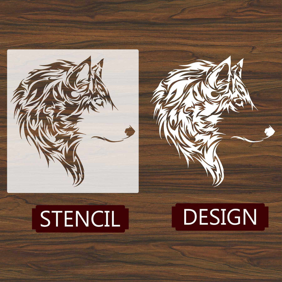 Wolf Head Reusable Stencil for Canvas and wall painting.ID#230 - imartdecor.com