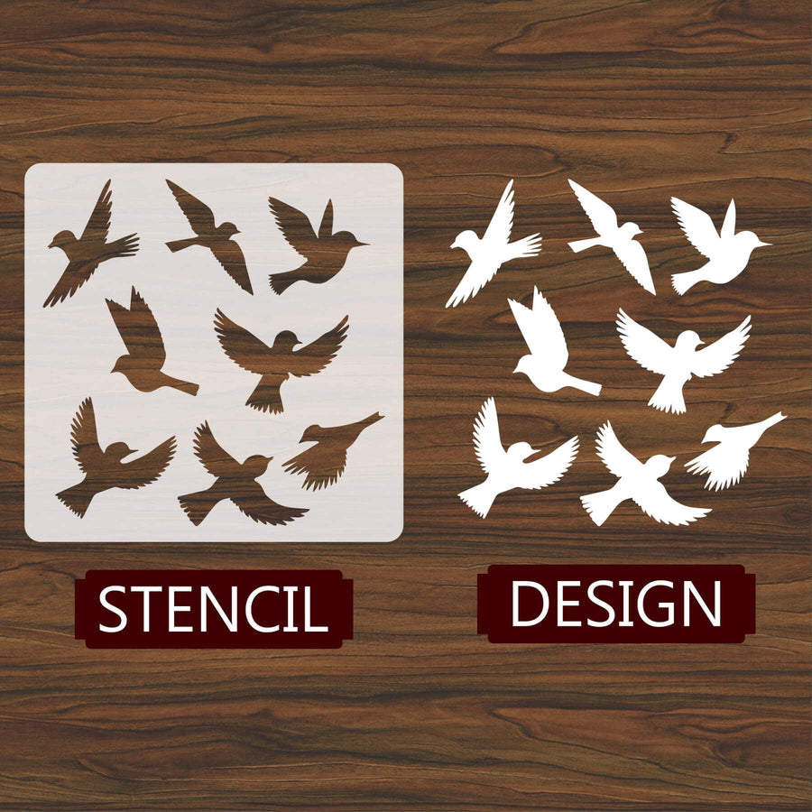 Birds Flying Reusable Stencil For Canvas And Wall Painting.ID#231 - imartdecor.com