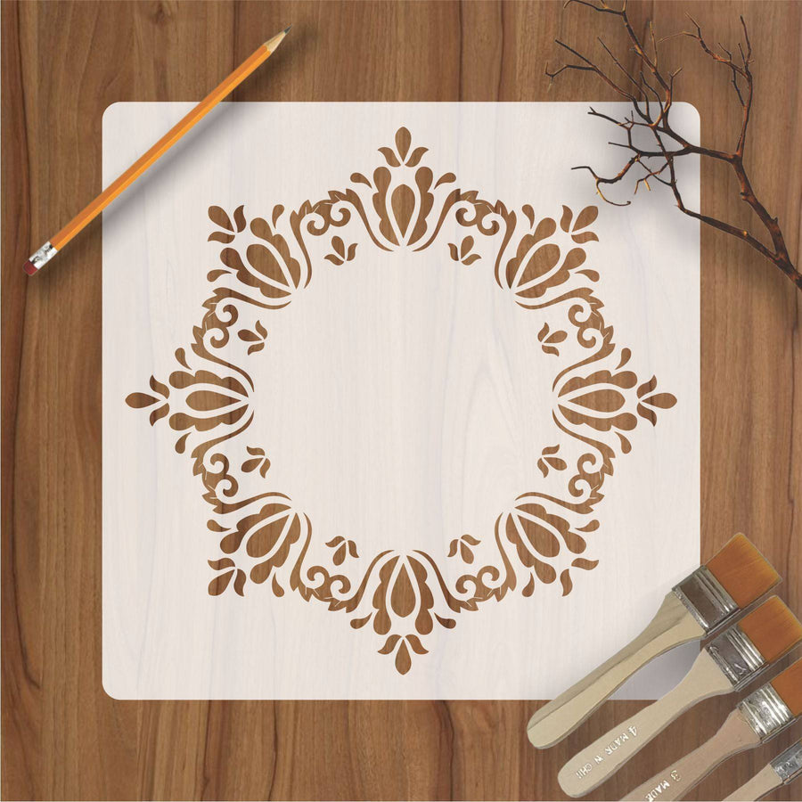 Frame Round Border Mandala Reusable Stencil For Canvas And Wall Painting.ID#255 - imartdecor.com
