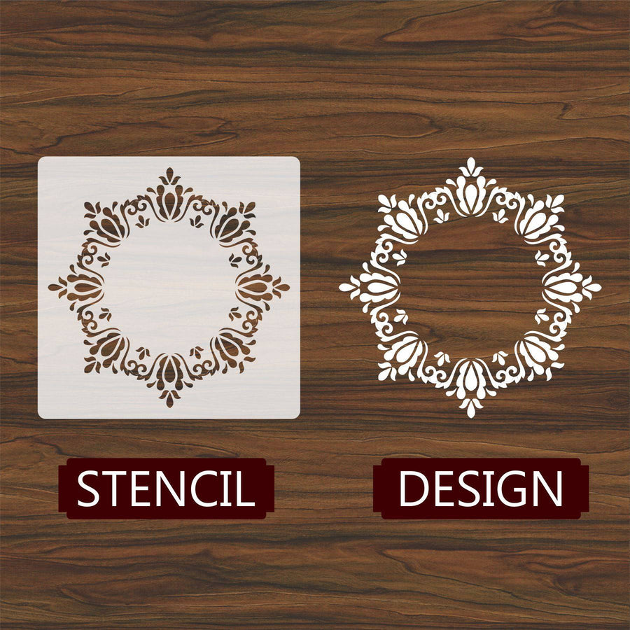 Frame Round Border Mandala Reusable Stencil For Canvas And Wall Painting.ID#255 - imartdecor.com
