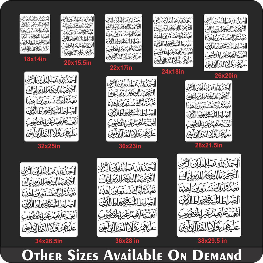 Surah Fatiha Calligraphy Islamic Reusable Stencil for Canvas and wall painting.ID#264 - imartdecor.com