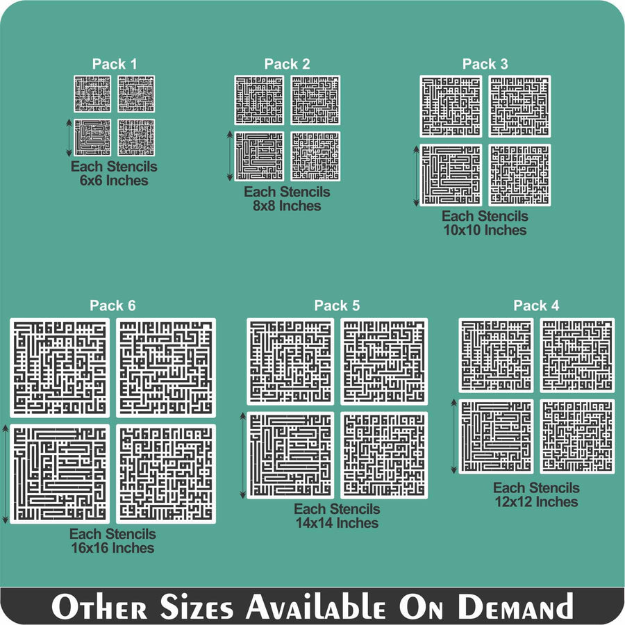 4 Qul In kufic Calligraphy Islamic Reusable Stencil for Canvas and wall painting.ID#265 - imartdecor.com