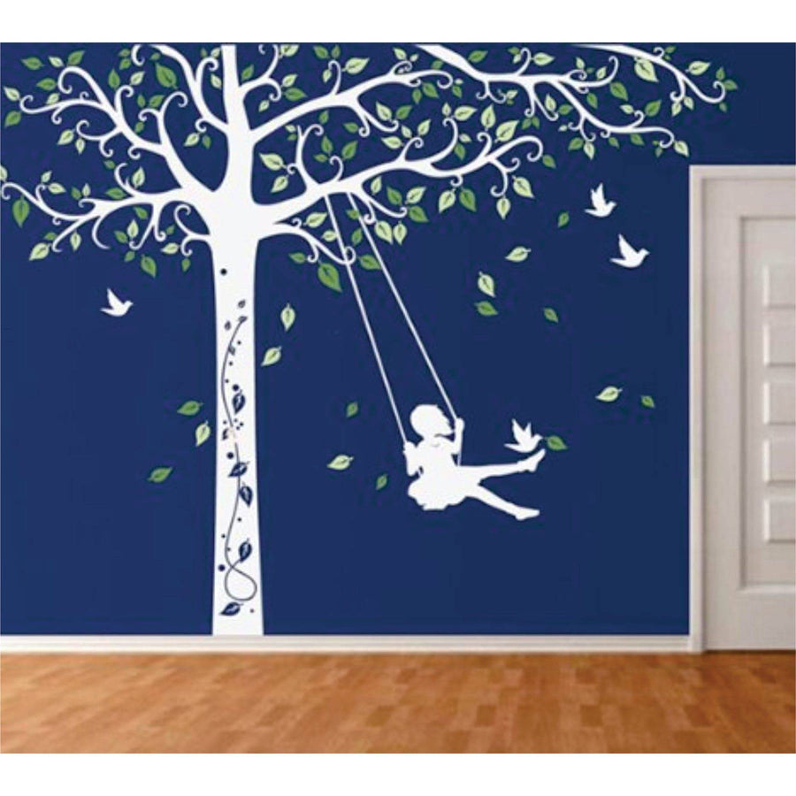 Tree Swing Girls Reusable Stencil For Canvas And Wall Painting. ID #309 - imartdecor.com