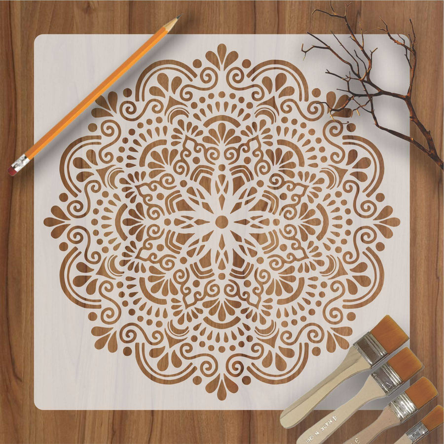 Folk art Mandala Flower Reusable Stencil For Canvas And Wall Painting.ID#322 - imartdecor.com