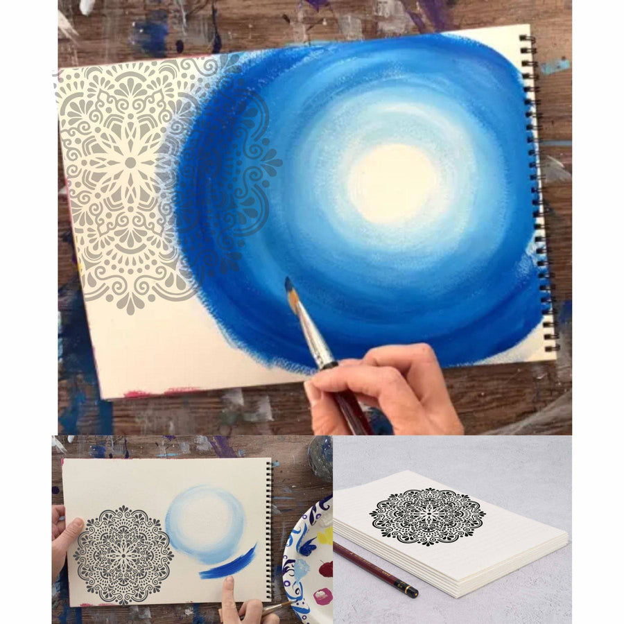 Folk art Mandala Flower Reusable Stencil For Canvas And Wall Painting.ID#322 - imartdecor.com