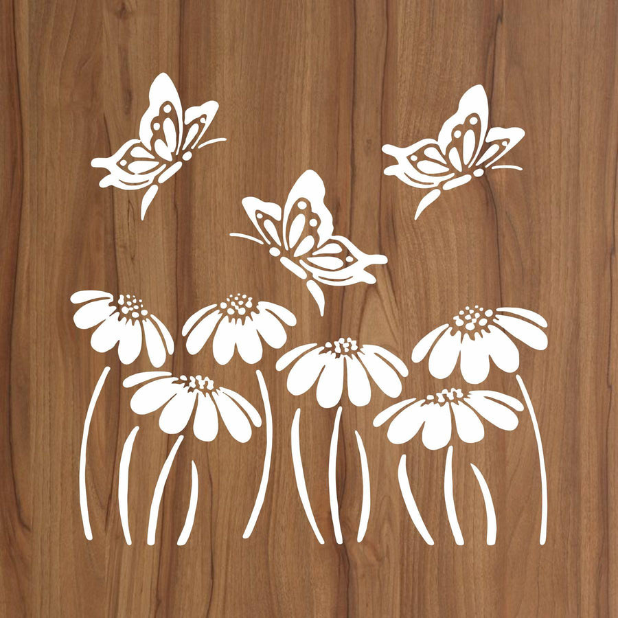Butterfly With flower Reusable Stencil For Canvas And Wall Painting.ID #323 - imartdecor.com