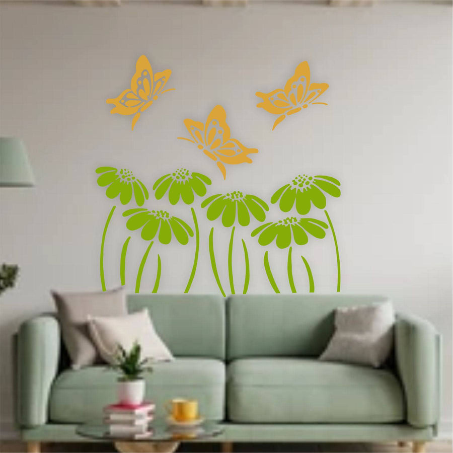 Butterfly With flower Reusable Stencil For Canvas And Wall Painting.ID #323 - imartdecor.com