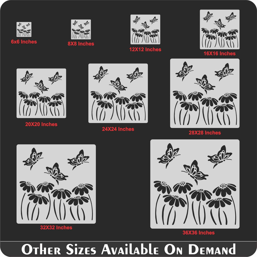 Butterfly With flower Reusable Stencil For Canvas And Wall Painting.ID #323 - imartdecor.com