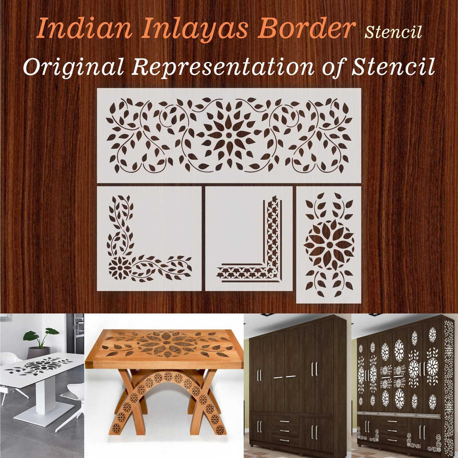 Indian Inlay (furniture and fabric) Reusable Stencil For Canvas And Wall Painting - imartdecor.com