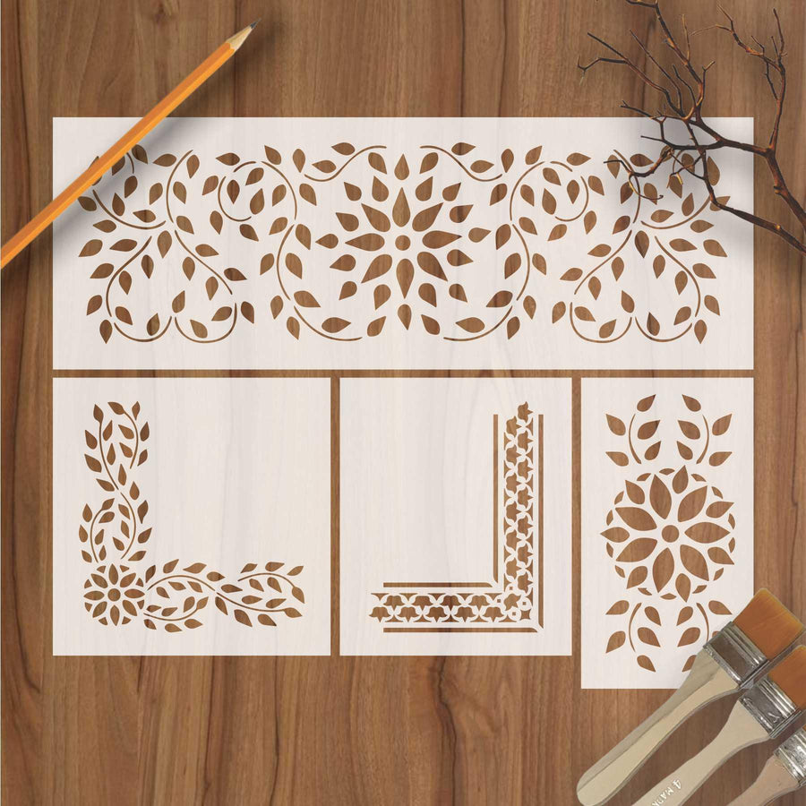 Indian Inlay (furniture and fabric) Reusable Stencil For Canvas And Wall Painting - imartdecor.com