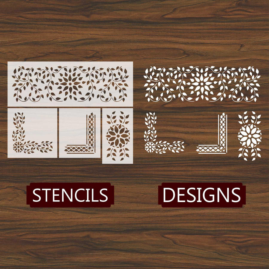 Indian Inlay (furniture and fabric) Reusable Stencil For Canvas And Wall Painting - imartdecor.com