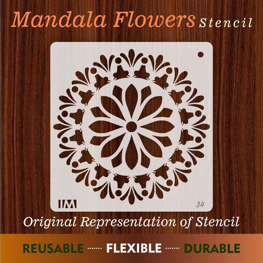 Mandala Flower Round Reusable Stencil for Canvas and wall painting - imartdecor.com