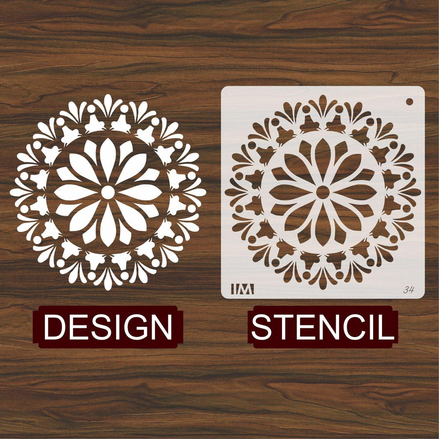 Mandala Flower Round Reusable Stencil for Canvas and wall painting - imartdecor.com