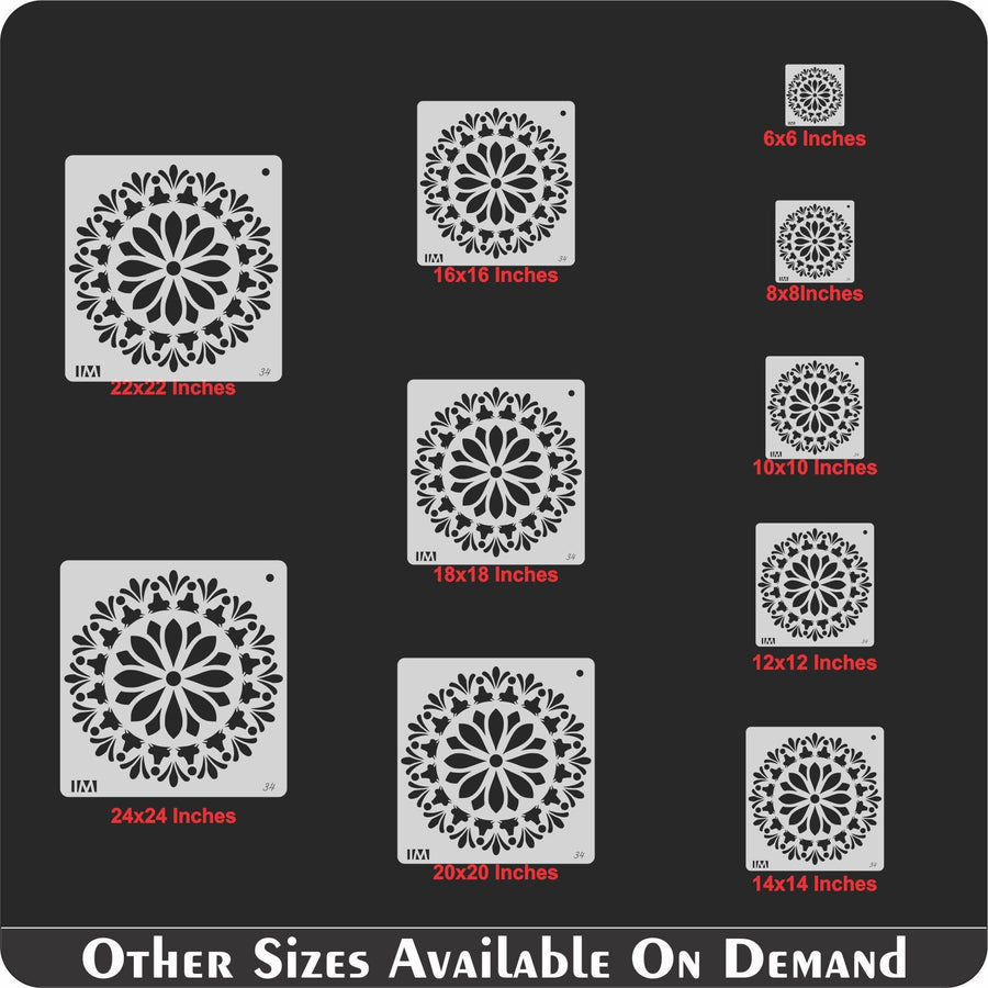Mandala Flower Round Reusable Stencil for Canvas and wall painting - imartdecor.com