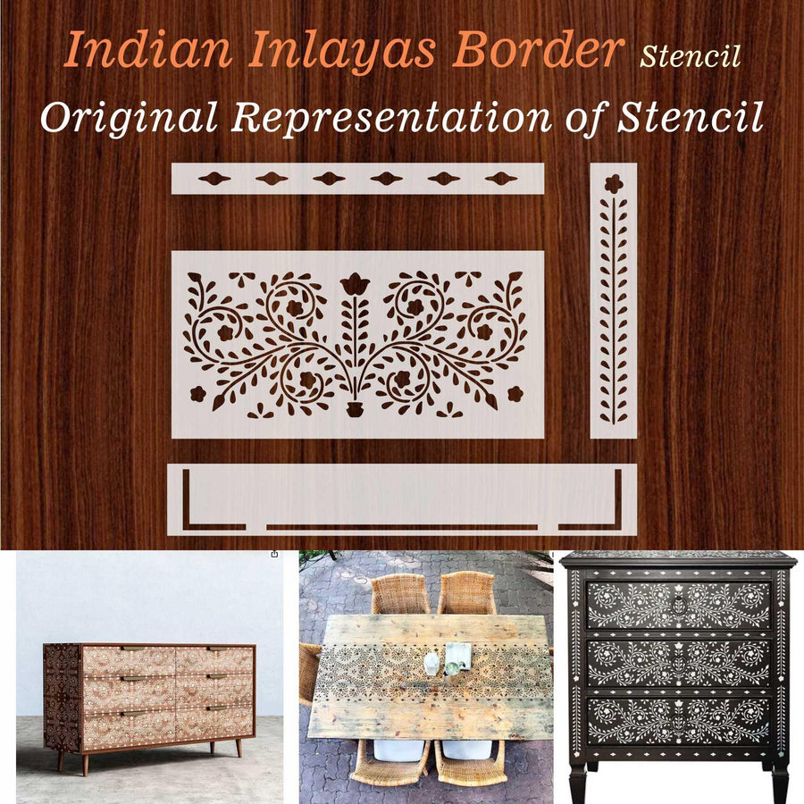 Indian Inlay (furniture and fabric) Reusable Stencil For Canvas And Wall Painting - imartdecor.com