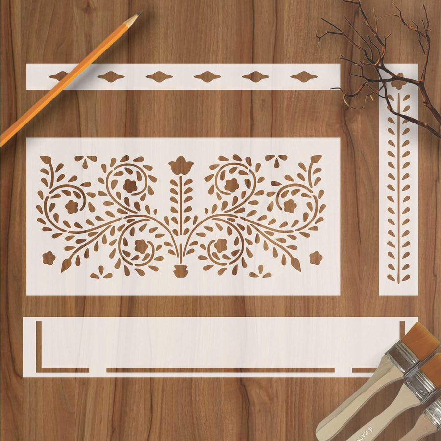 Indian Inlay (furniture and fabric) Reusable Stencil For Canvas And Wall Painting - imartdecor.com