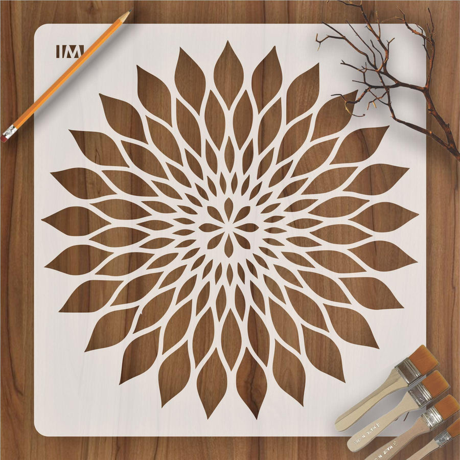 MANDALA SUNFLOWER Reusable Stencil for Canvas and wall painting - imartdecor.com