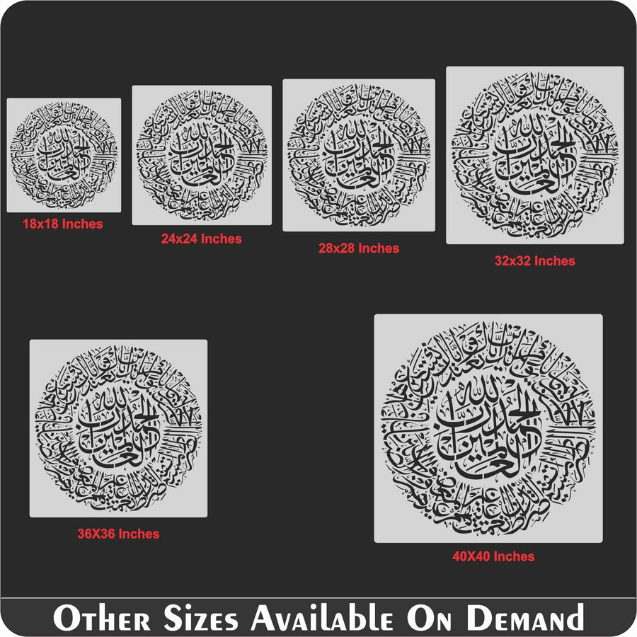 Surah Fatiha Round Shape Calligraphy Islamic Reusable Stencil for Canvas and wall painting.ID# 404 - imartdecor.com