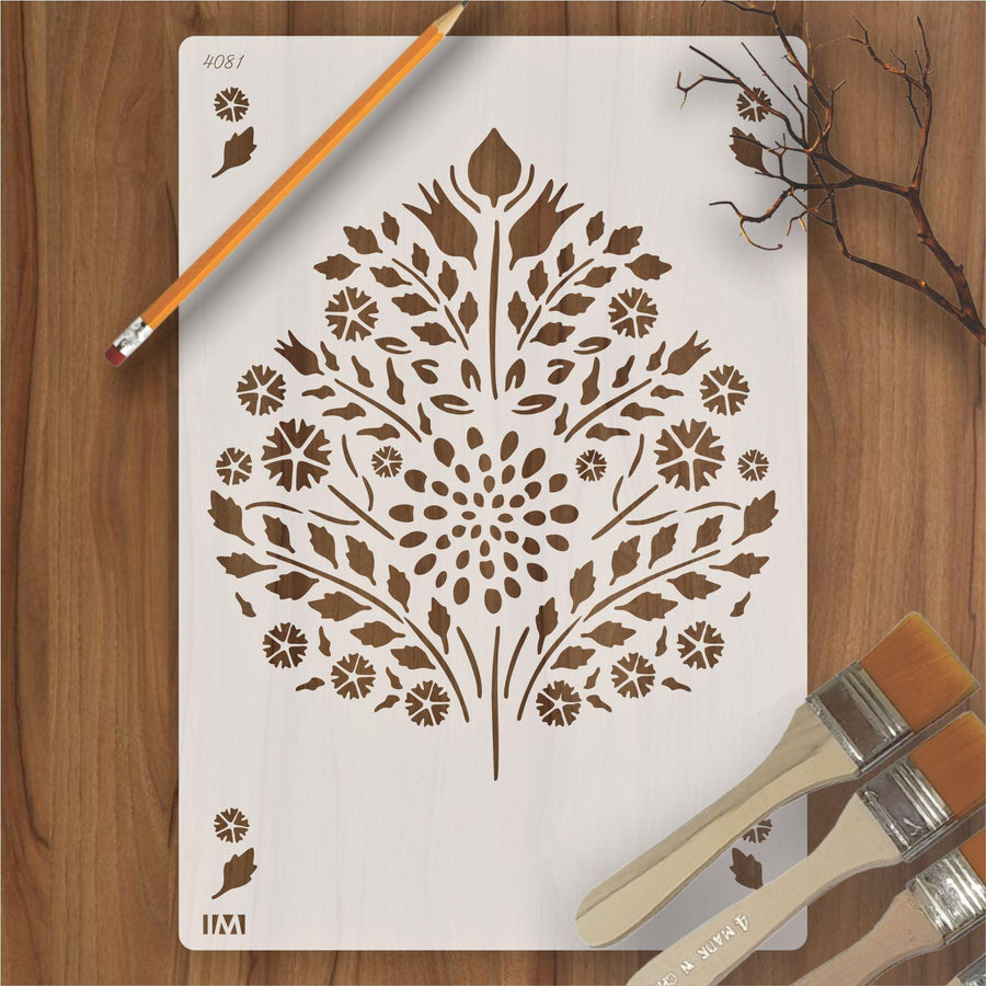 Tree leaves Reusable Stencil for Canvas,Furniture,Fabric and wall decoration - imartdecor.com
