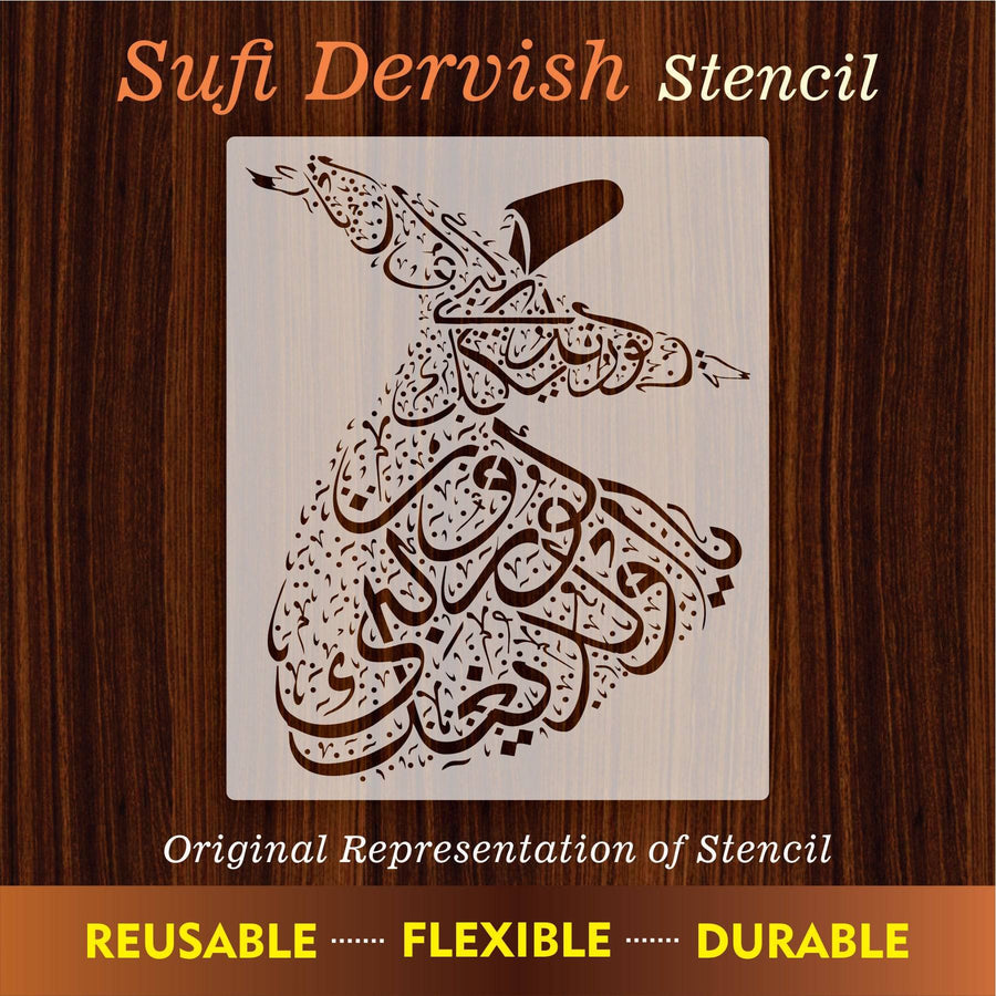 Sufi Dervish Reusable Stencil For Canvas And Wall Painting.ID# 414 - imartdecor.com