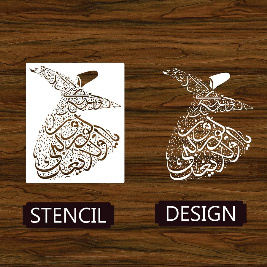 Sufi Dervish Reusable Stencil For Canvas And Wall Painting.ID# 414 - imartdecor.com
